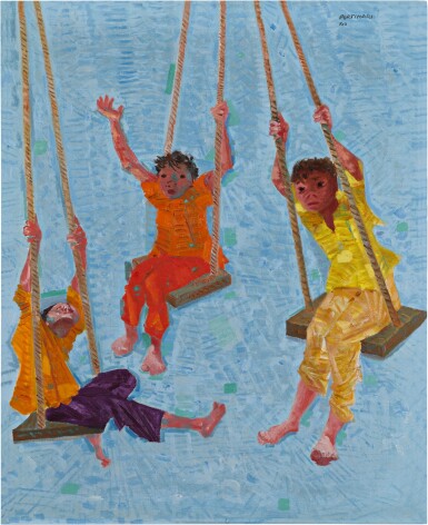 View full screen - View 1 of Lot 108. Meninos no balanço.