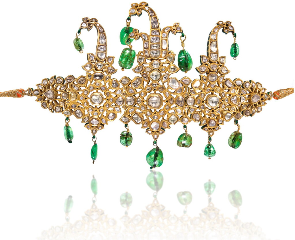View full screen - View 1 of Lot 241. A GEM-SET GOLD AND ENAMELLED SARPECH, INDIA, BENARES, CIRCA 1850.