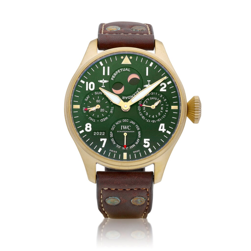 View full screen - View 1 of Lot 8675. Big Pilot, Reference IW503601 | A limited edition bronze perpetual calendar wristwatch with day, date, moon phases, digital year display and 7 days power reserve indication, Circa 2019 | 萬國 | 大型飛行員系列 型號IW503601 | 限量版青銅萬年曆腕錶,備日期、星期、月相、數位年份及7天動力儲備顯示,約2019年製.