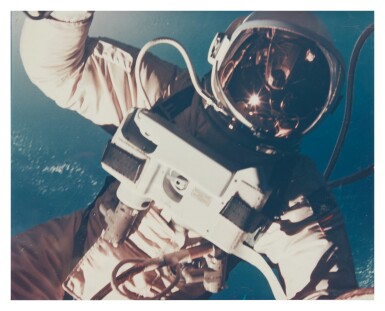 View full screen - View 1 of Lot 182. ED WHITE ON THE FIRST AMERICAN SPACEWALK. 3 JUNE 1965.
