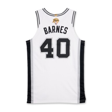 View full screen - View 1 of Lot 9. Harrison Barnes San Antonio Spurs 2026 NBA Finals Game Worn Association Edition Jersey | Game 2.