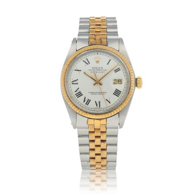 View full screen - View 1 of Lot 423. Datejust, Ref. 1601 Stainless steel and yellow gold wristwatch with date and bracelet Circa 1972.