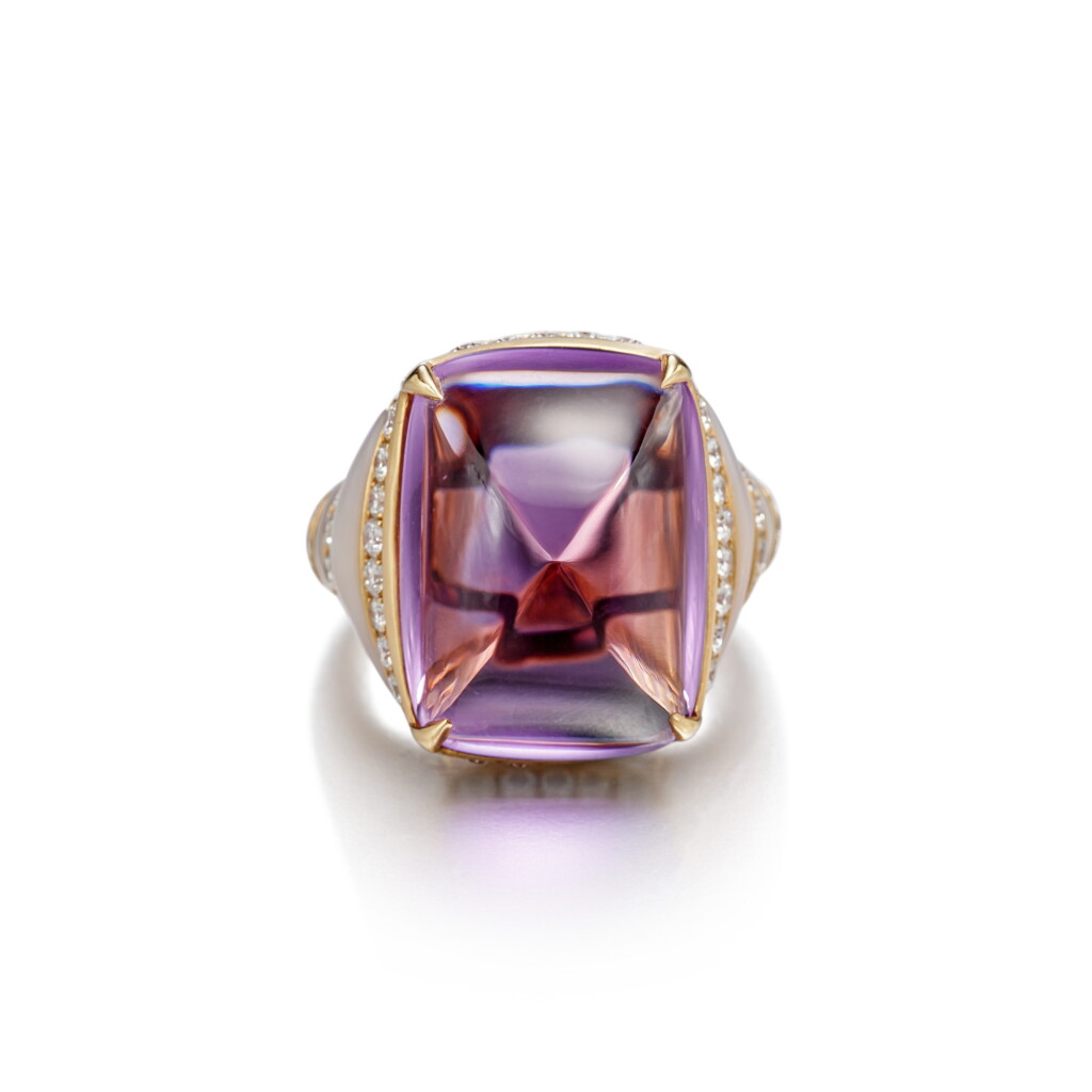 View full screen - View 1 of Lot 1698. Amethyst, Mother-of-Pearl and Diamond Ring | 寶格麗 | 紫水晶 配 貝母 配 鑽石 戒指.