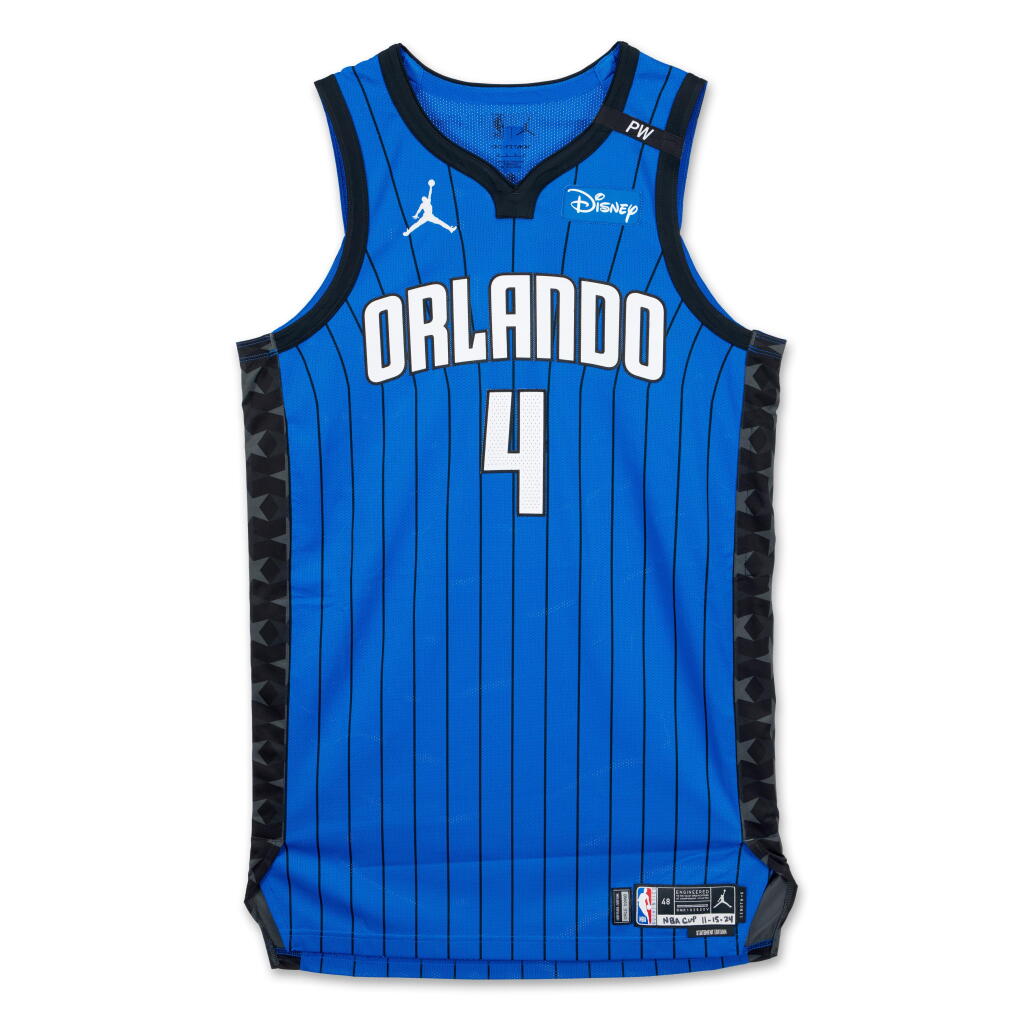 View full screen - View 1 of Lot 188. Jalen Suggs Orlando Magic 2024-2025 Emirates NBA Cup Game Worn Statement Edition Jersey .