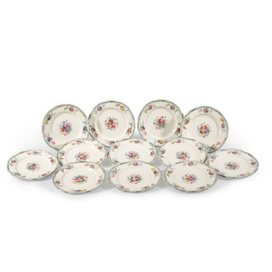 View full screen - View 1 of Lot 14. A set of twelve Minton plates retailed by James & Sons, Kansas City, 1927.