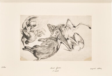 View full screen - View 1 of Lot 320. Hunting Equipment and Game: Three Plates (Pennington 2060-2062; New Hollstein 894-896).