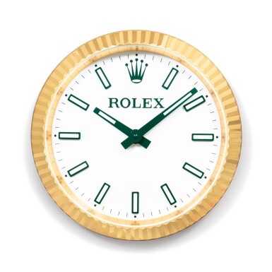 View full screen - View 1 of Lot 494. Inducta Manufacture for Rolex Horloge murale en métal | Metalwork wall clock Vers 2010 | Circa 2010.
