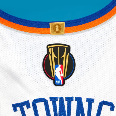 View full screen - View 1 of Lot 3. Karl-Anthony Towns New York Knicks 2025-2026 Emirates NBA Cup Semifinals Game Worn Association Edition Jersey | NBA Cup Champion.