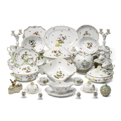 Voir en plein écran - Voir 1 du lot 65. An Extensive Assembled Herend 'Rothschild Bird' Pattern Part-Dinner, Tea and Coffee Service, 20th Century.