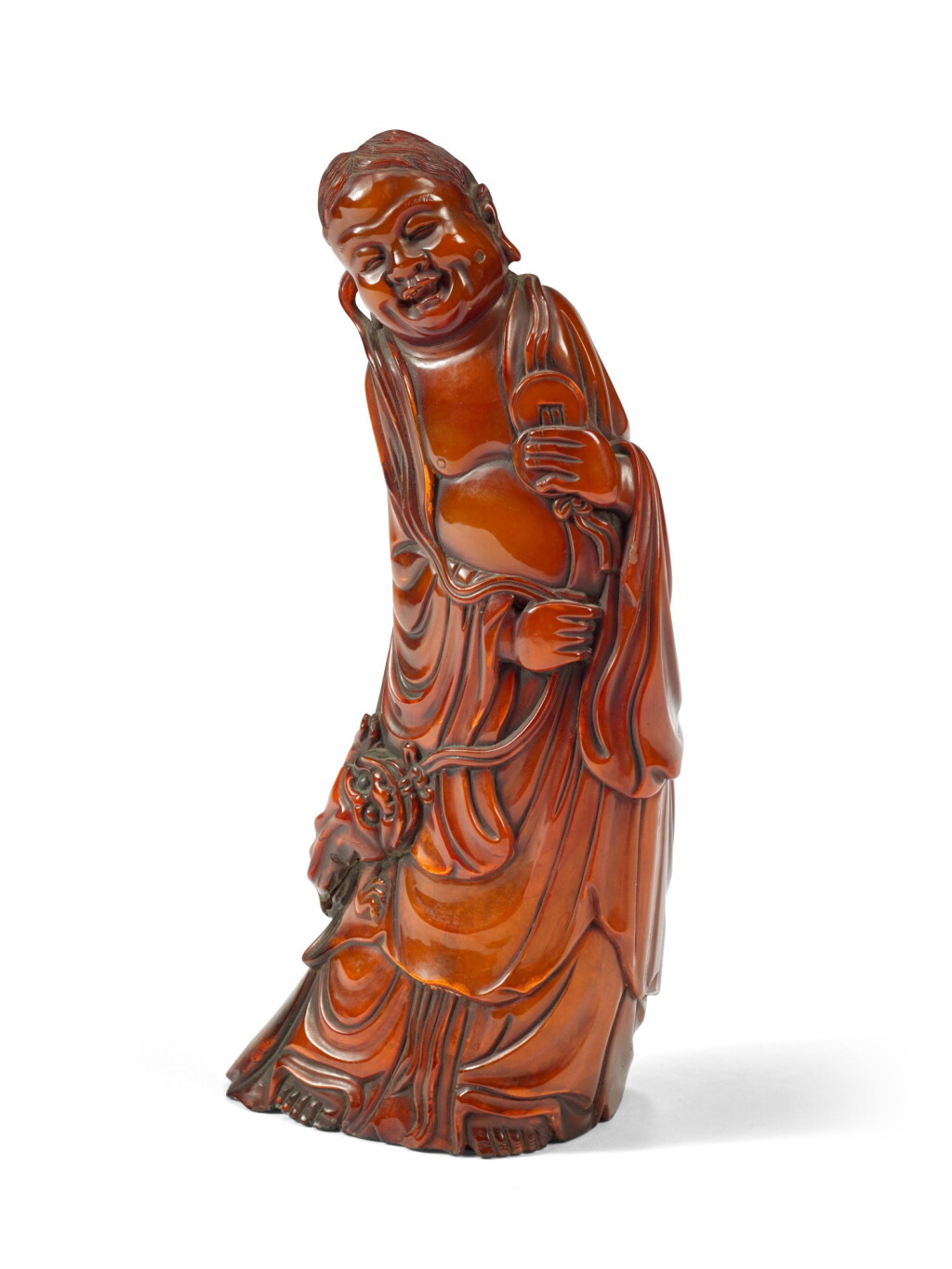 View full screen - View 1 of Lot 212. A carved buffalo horn figure of Liu Hai Qing dynasty, 19th century | 清十九世紀 角雕劉海立像.