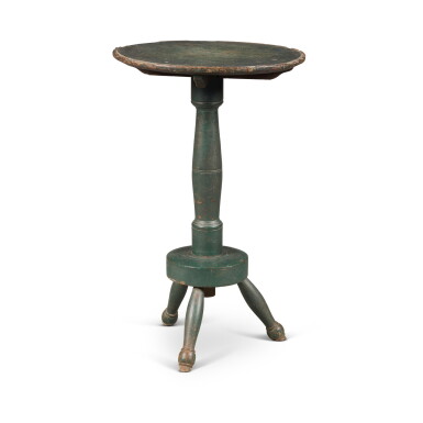 View full screen - View 1 of Lot 163. Very Rare Green-Painted Windsor Candlestand, probably Chester County or Lancaster County, Pennsylvania, Circa 1780.