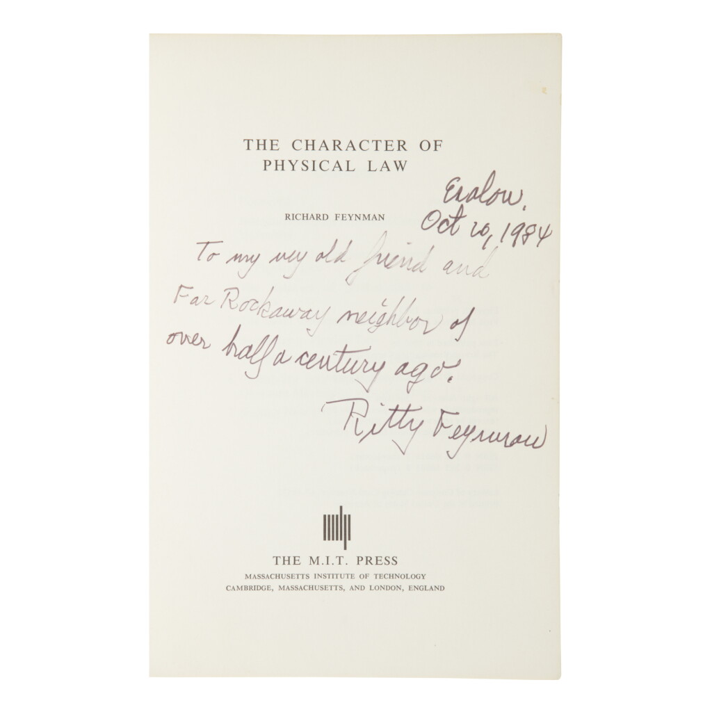 View full screen - View 1 of Lot 177. FEYNMAN, RICHARD | The Character of Physical Law. Cambridge, Massachusetts: MIT Press, 1983. .