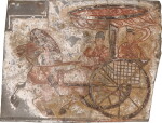 A grey pottery polychrome tomb brick, Han dynasty