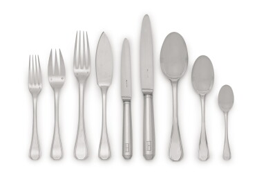 View full screen - View 1 of Lot 365. A FRENCH ART DECO SILVER FLATWARE SERVICE, PUIFORCAT, PARIS, MID 20TH CENTURY.