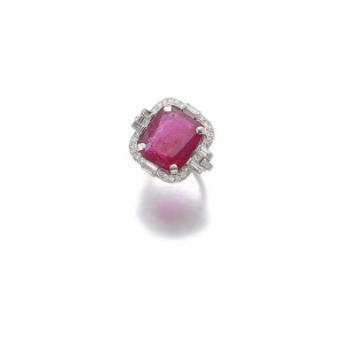 View full screen - View 1 of Lot 179. RUBY AND DIAMOND RING, 1930'S.
