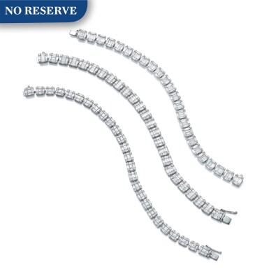 View full screen - View 1 of Lot 1612. THREE DIAMOND BRACELETS 鑽石手鏈三條.