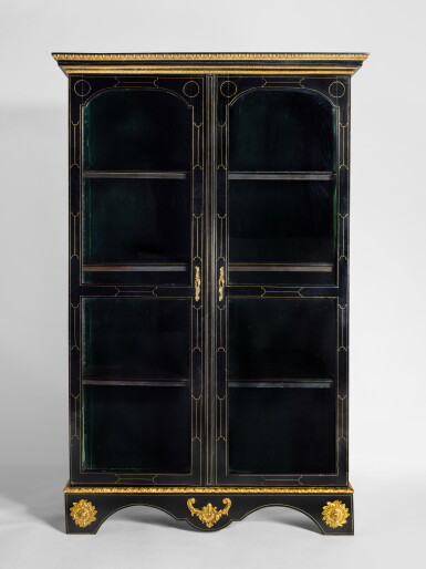 View full screen - View 1 of Lot 378. A Régence Gilt Bronze Mounted and Brass-Inlaid Ebonised Bibliothèque, Circa 1720.