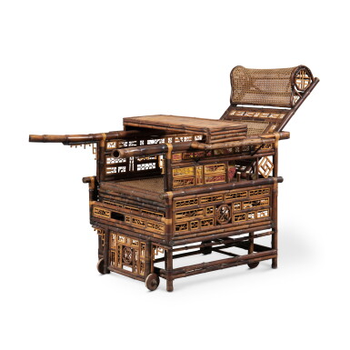 View full screen - View 1 of Lot 687. A Chinese export ‘Brighton Pavilion’ bamboo adjustable day bed, possibly Canton, circa 1815 | Chaise longue cannée en bambou dite du "Pavillon de Brighton, peut-être Canton, vers 1815.