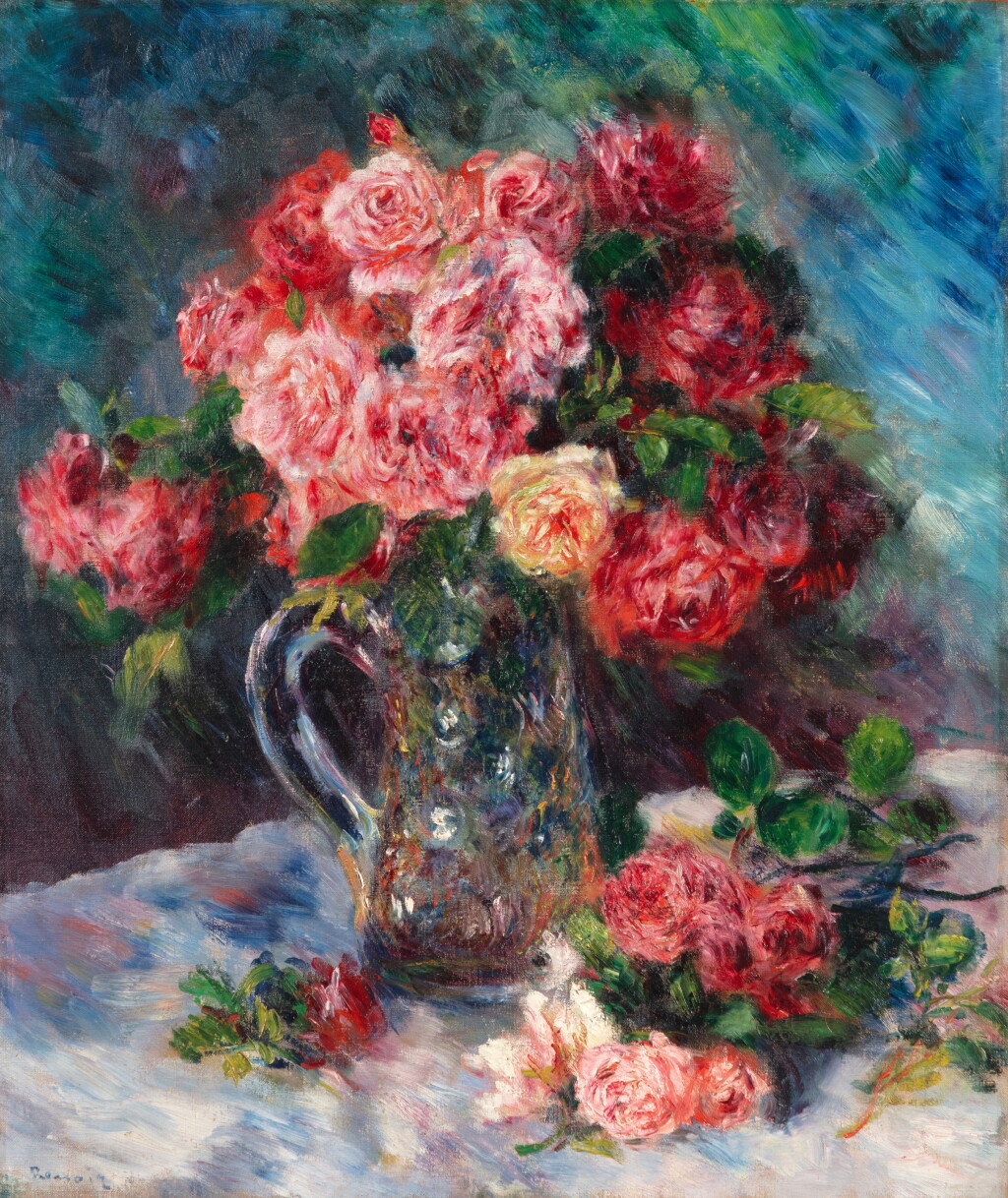 View full screen - View 1 of Lot 8. Roses dans un vase de cristal.