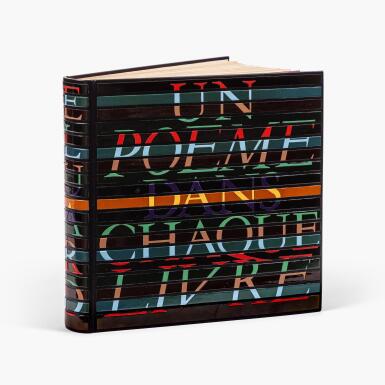 View full screen - View of Un poème dans chaque livre. 1956. Très beau livre hommage à Éluard, illustré par les artistes proches du poète, dans une remarquable reliure lettriste de Pierre-Lucien Martin. De la bibliothèque Henri Paricaud..