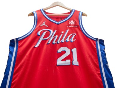View full screen - View 1 of Lot 89. Joel Embiid Philadelphia 76ers 2021-2022 Game Worn Statement Edition Jersey | Double-Double.