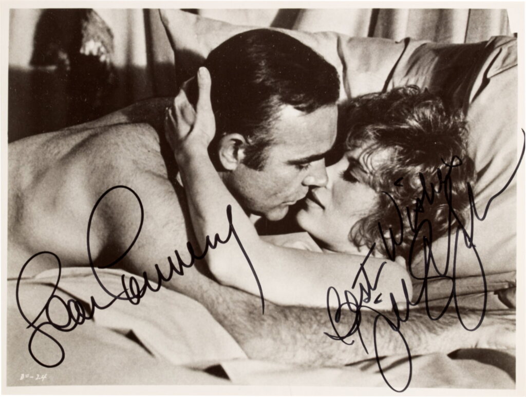 View full screen - View 1 of Lot 175. Ian Fleming | Diamonds are Forever, 1971, movie tie-in edition, signed by Sean Connery, with original production still.