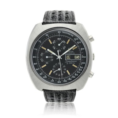 View full screen - View 1 of Lot 361. Reference ST188.002 Speedsonic A stainless steel chronograph wristwatch with day, date and radial dial, Prototype Project Alaska III, Circa 1978 .