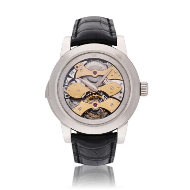 View full screen - View 1 of Lot 163. Opera One | A white gold semi-skeletonized Westminster carillon chime minute repeating tourbillon wristwatch, Circa 2007 | Girard-Perregaux Opera One | 白金半鏤空西敏寺鐘樂三問報時陀飛輪腕錶,約2007年製.