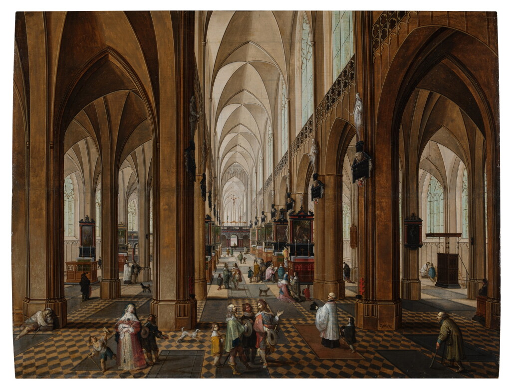 View full screen - View 1 of Lot 51. Interior of Antwerp Cathedral.