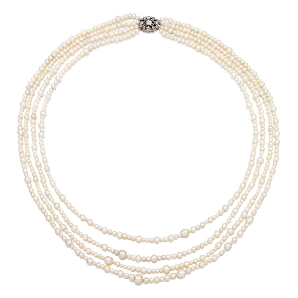 View full screen - View 1 of Lot 93. Natural pearl necklace .