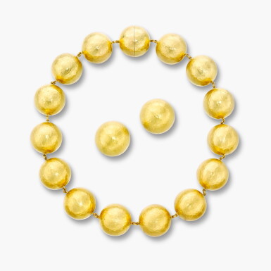 View full screen - View 1 of Lot 1322. Gold Demi-Parure | 蒂芙尼 Paloma Picasso 設計 | 項鏈 及 耳夾 套裝.