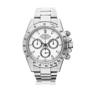 View full screen - View 1 of Lot 10. ROLEX | REFERENCE 116520 DAYTONA A STAINLESS STEEL CHRONOGRAPH WRISTWATCH WITH REGISTERS AND BRACELET, AWARDED TO THE GRANDE AMERICAN SPORTS CAR SERIES GTS CHAMPION CHRIS BINGHAM IN 2002.