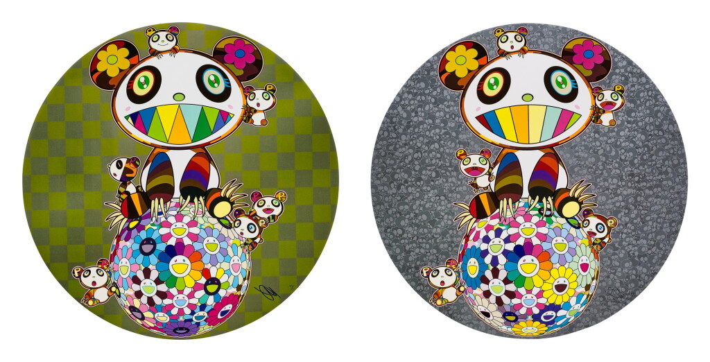 View full screen - View 1 of Lot 90. i. Panda and Child Panda Flowerball / ii. Panda and Child Pandas (Two Works) | I. 熊貓、熊貓孩子和花球 / II. 熊貓與熊貓孩子們(兩幅作品).