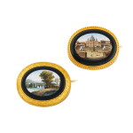 Paire de broches or et micromosaique