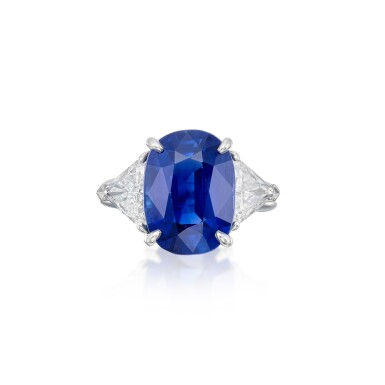 View full screen - View 1 of Lot 72. A Fine Sapphire and Diamond Ring.