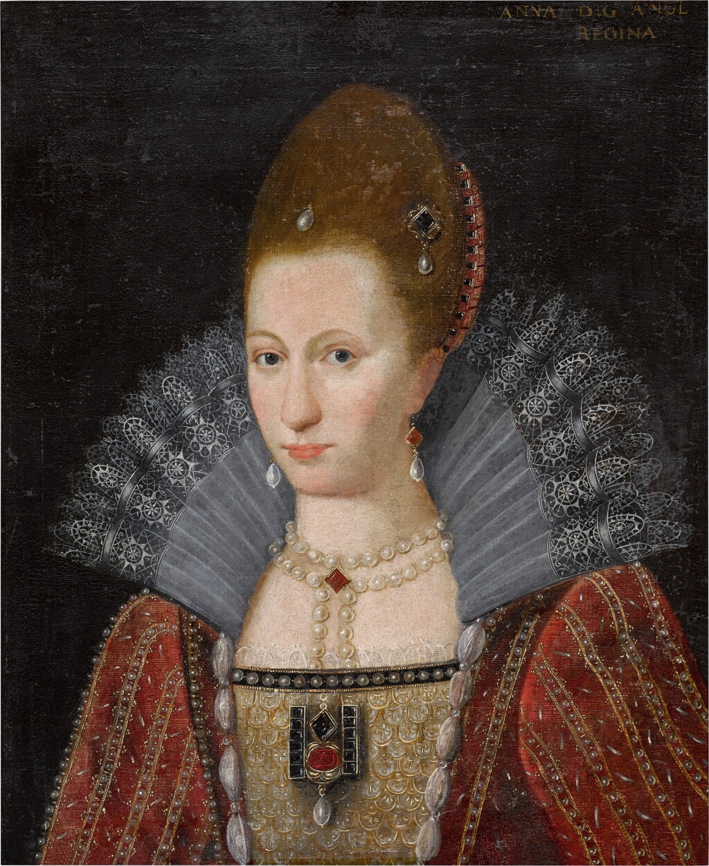 View full screen - View 1 of Lot 97. FOLLOWER OF JOHN DE CRITZ THE ELDER | PORTRAIT OF ANNE OF DENMARK (1574-1619).