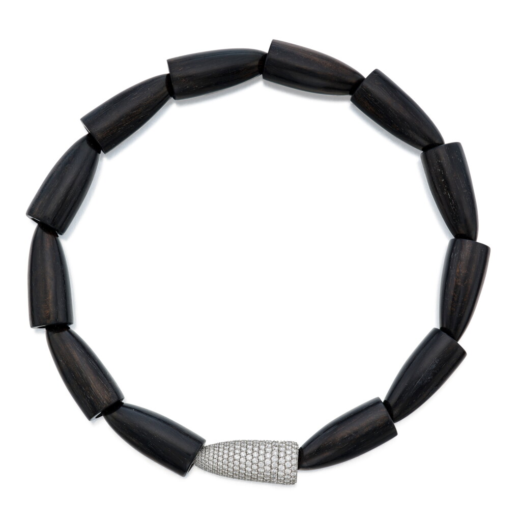View full screen - View 1 of Lot 111. Ebony and Diamond 'Calla' Necklace.