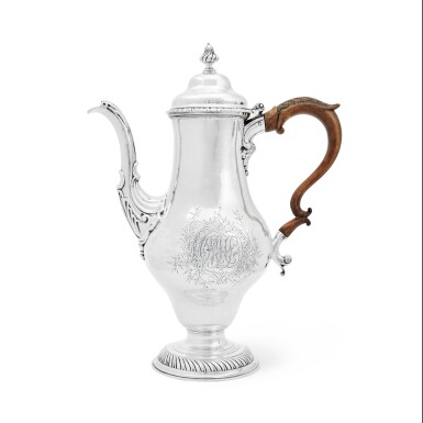 View full screen - View 1 of Lot 1075. American Silver Tall Coffee Pot, Joseph and Nathaniel Richardson, Philadelphia, Circa 1785.