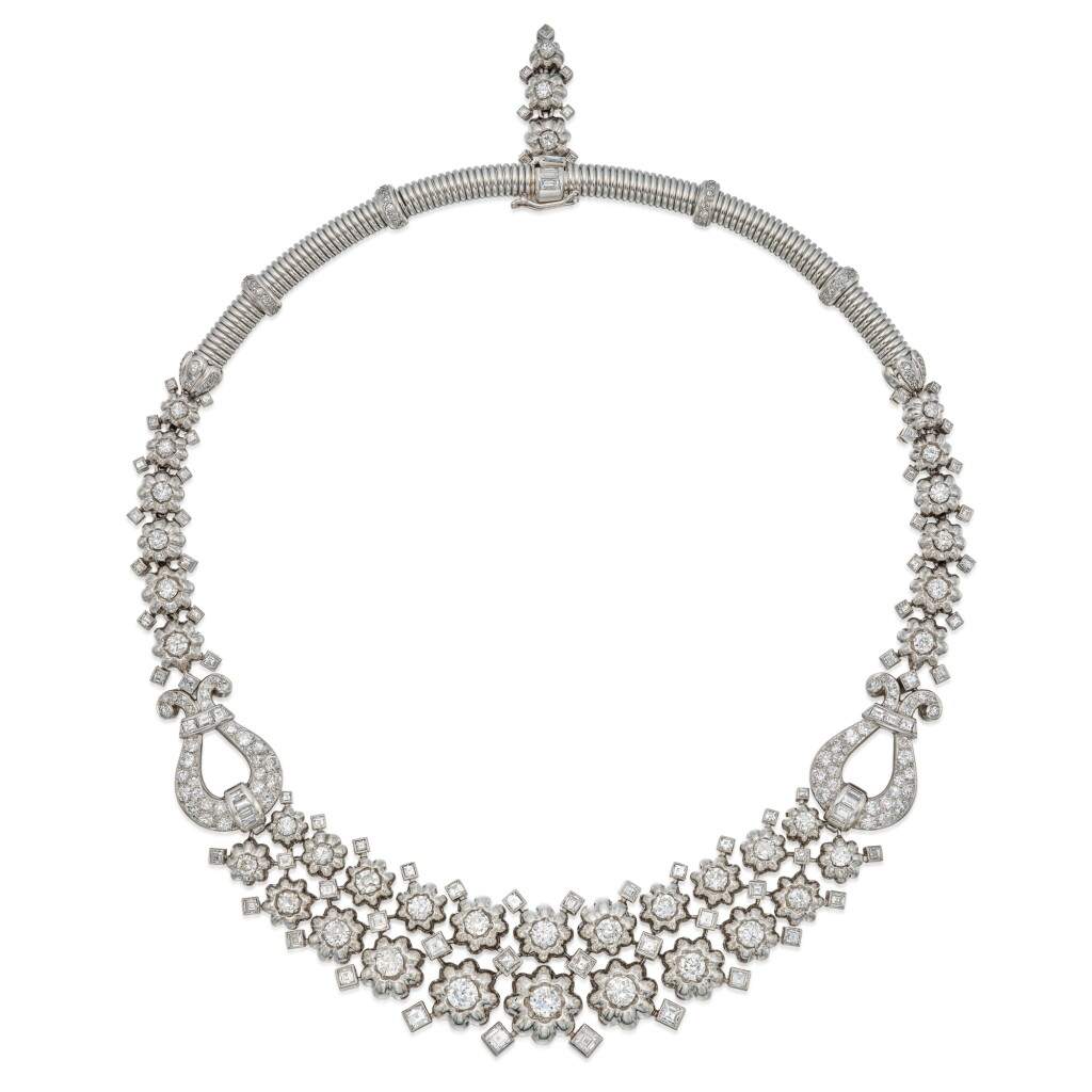 View full screen - View 1 of Lot 39. Platinum and Diamond Necklace, France.