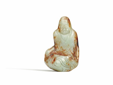 View full screen - View 1 of Lot 23. An imperially inscribed celadon jade 'luohan' boulder, Ming dynasty, the inscription of the Qianlong period | 明/清乾隆 青玉御製詩雜哩逋荅羅漢坐像.