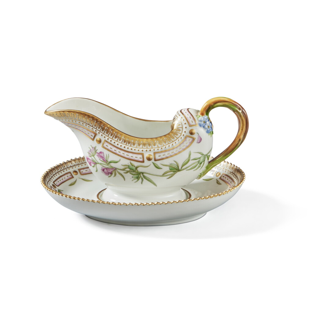 View full screen - View 1 of Lot 1193. A Royal Copenhagen 'Flora Danica' Sauceboat on Fixed Stand, Modern.