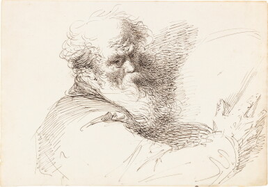 View full screen - View 1 of Lot 33. The head of an bearded old man, half-length, holding a book .