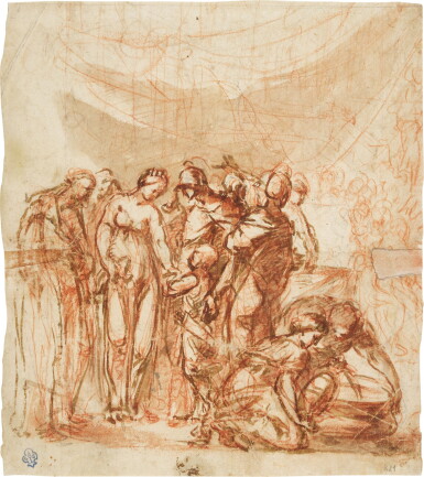 View full screen - View 1 of Lot 210. ATTRIBUTED TO DOMENICO GARGIULO, CALLED MICCO SPADARO | A QUEEN MEETING A YOUNG BOY AND A SOLDIER IN THE MIDST OF A CROWD.