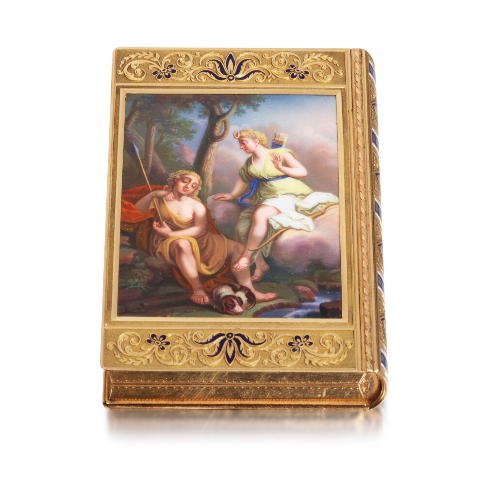 View full screen - View 1 of Lot 123. A Gold and Enamel Snuff Box, Rémond, Lamy, Mercier & Co., Geneva, Circa 1815 .