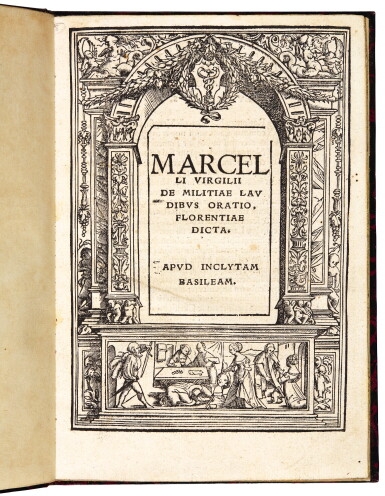 View full screen - View 1 of Lot 3. Adriani, De militiae laudibus oratio, Basel, 1518, later boards.