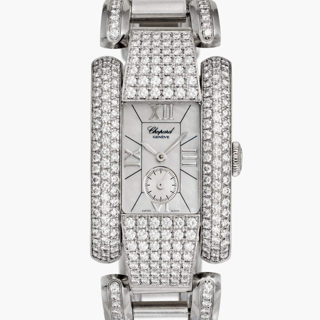 View full screen - View 1 of Lot 488. Reference 5280 La Strada | A white gold, stainless steel, and diamond-set bracelet watch with mother-of-pearl dial, Circa 2000.