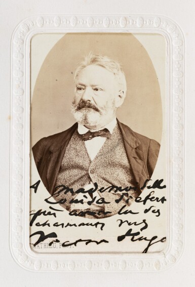 View full screen - View 1 of Lot 166. Album de photographies, retraçant la vie sociale et artistique de L. Sieffert. Une avec envoi de Hugo.