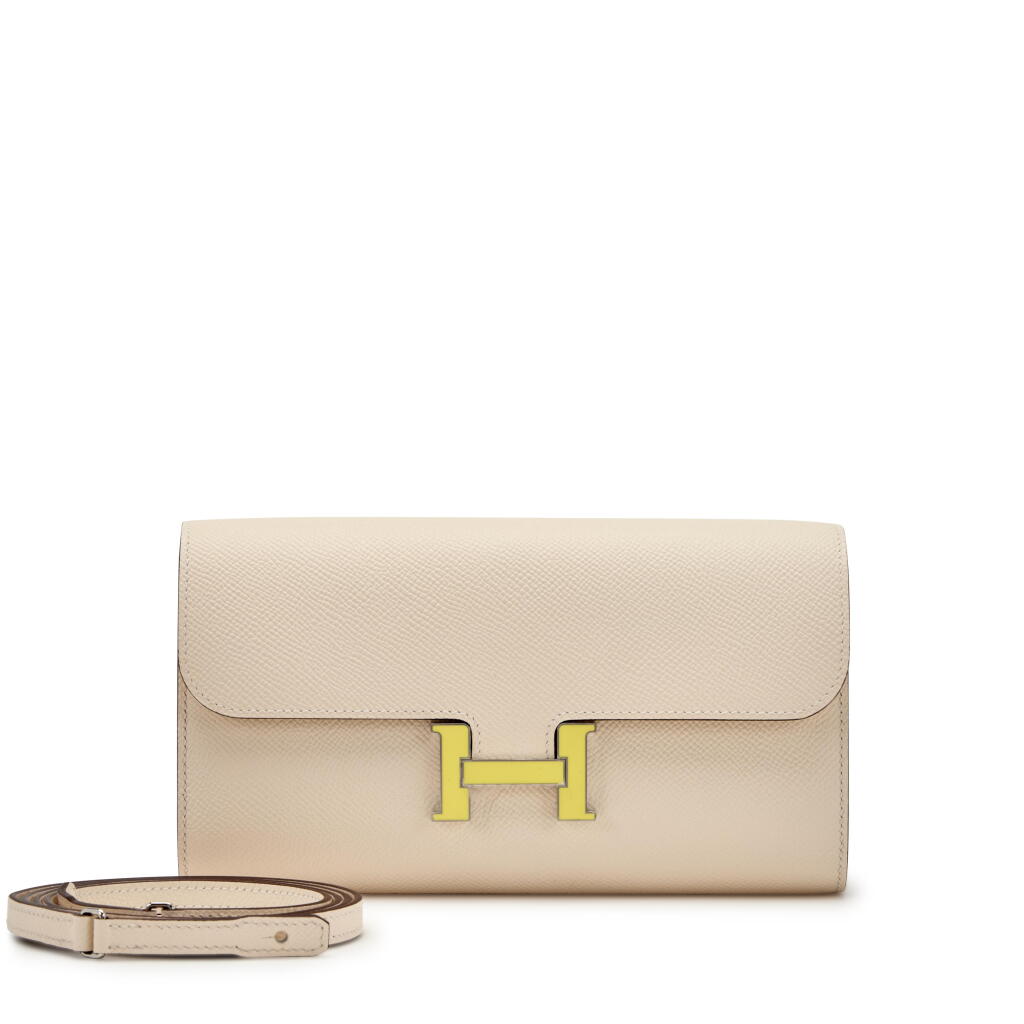 View full screen - View 1 of Lot 169. Nata Epsom Constance To Go Wallet Lime Enamel and Palladium Hardware, 2023.