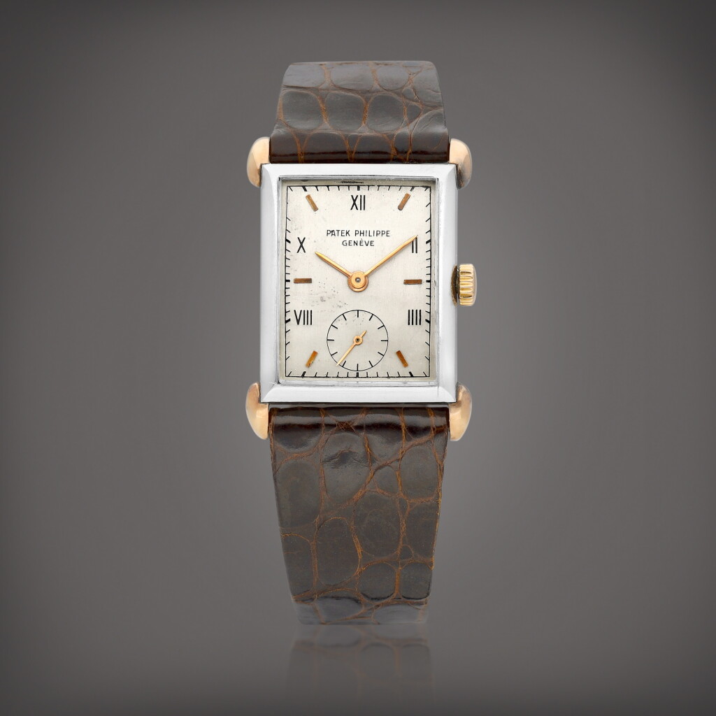 View full screen - View 1 of Lot 8816. Reference 1530 | A pink gold and stainless steel wristwatch, Made in 1942 | 百達翡麗 | 型號 1530 | 粉紅金精鋼腕錶,1942年製.