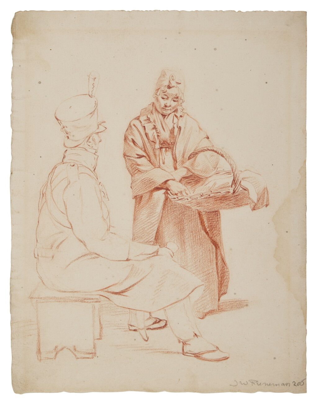 View full screen - View 1 of Lot 285. Soldier and a woman with a basket.